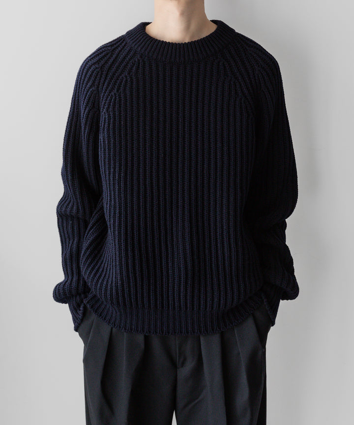 【INTÉRIM】インテリム 23AW 60s 3GG RAGLAN FISHERMAN SWEATER CREW - NAVY sessionセッション福岡セレクトショップ 公式通販サイト