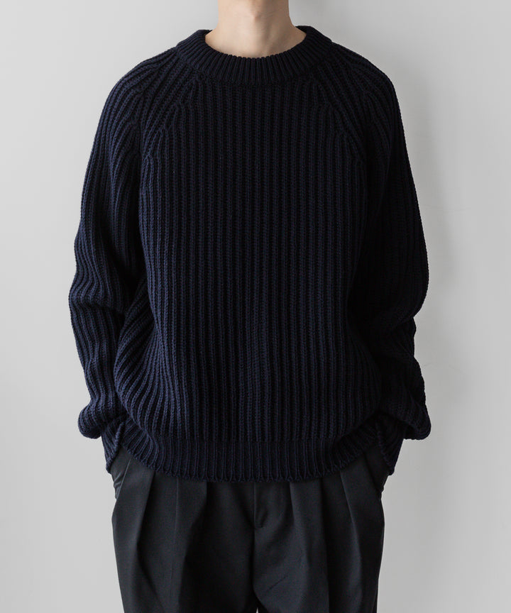 【INTÉRIM】インテリム 23AW 60s 3GG RAGLAN FISHERMAN SWEATER CREW - NAVY sessionセッション福岡セレクトショップ 公式通販サイト
