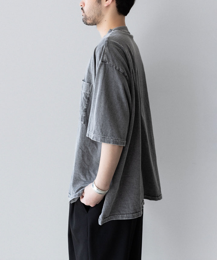 【INTÉRIM】HYPER BIG VINTAGE FADE BLACK POCKET T-SHIRT - LIGHT BLACK