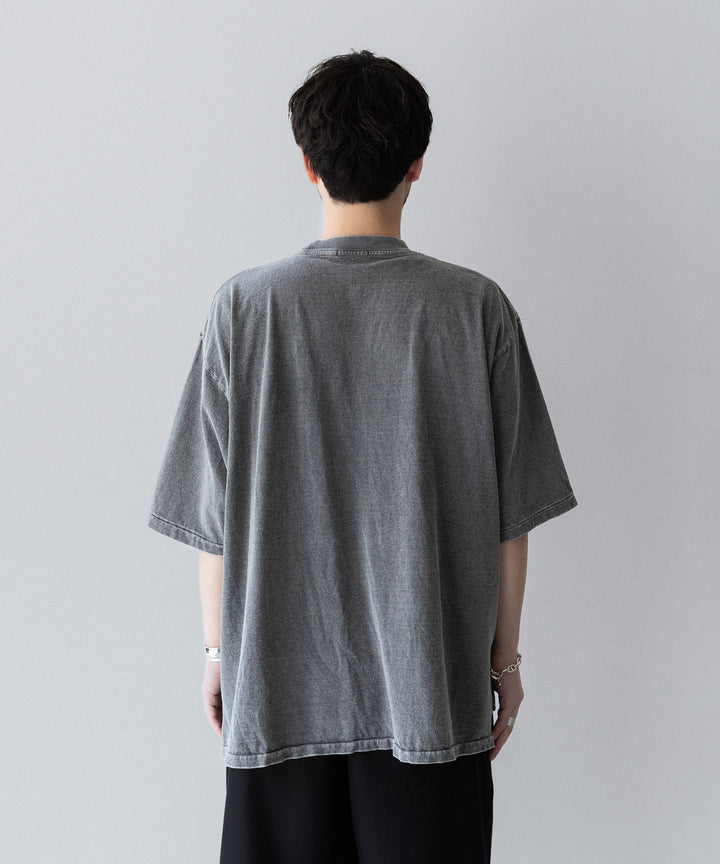 【INTÉRIM】HYPER BIG VINTAGE FADE BLACK POCKET T-SHIRT - LIGHT BLACK
