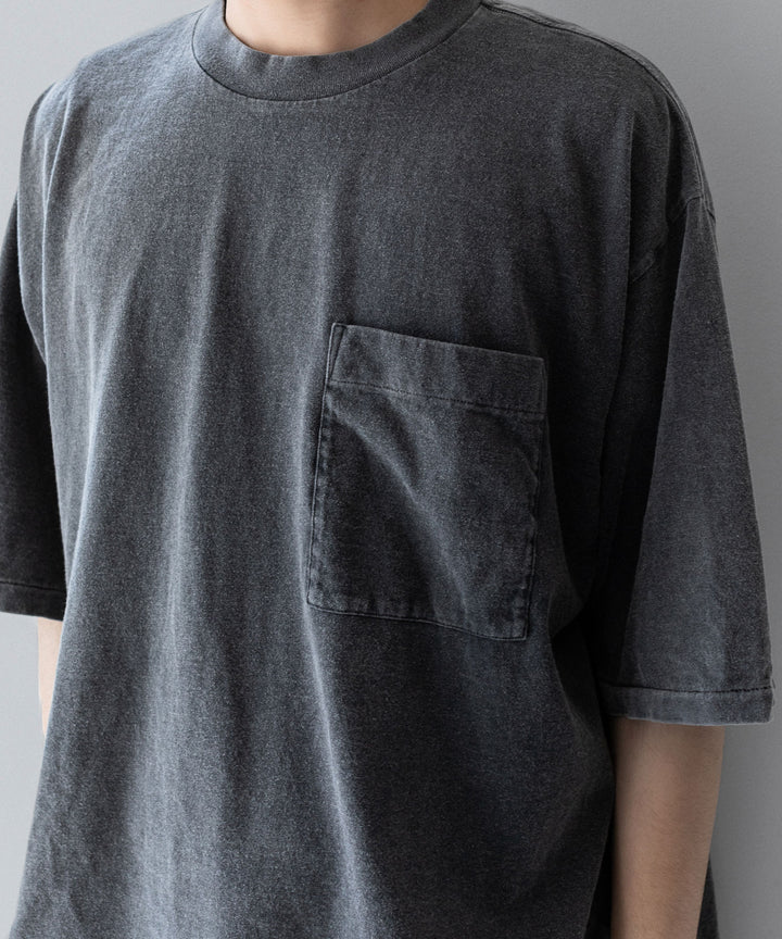 【INTÉRIM】    HYPER BIG VINTAGE FADE BLACK POCKET T-SHIRT - MID BLACK
