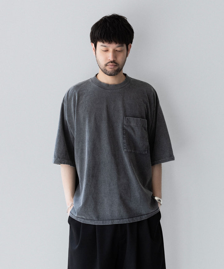 【INTÉRIM】    HYPER BIG VINTAGE FADE BLACK POCKET T-SHIRT - MID BLACK