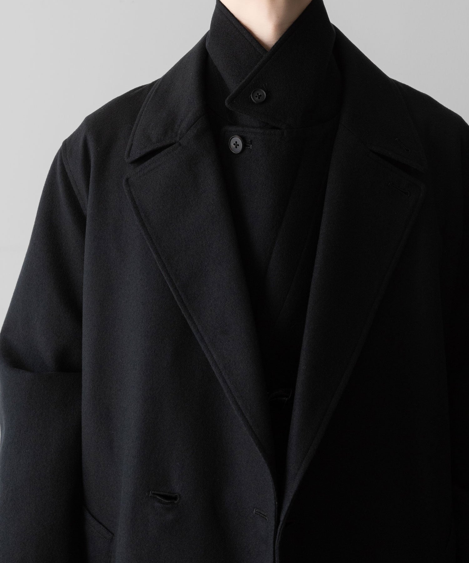 【ssstein】OVERSIZED DOCKING DOUBLE BREASTED COAT - BLACK