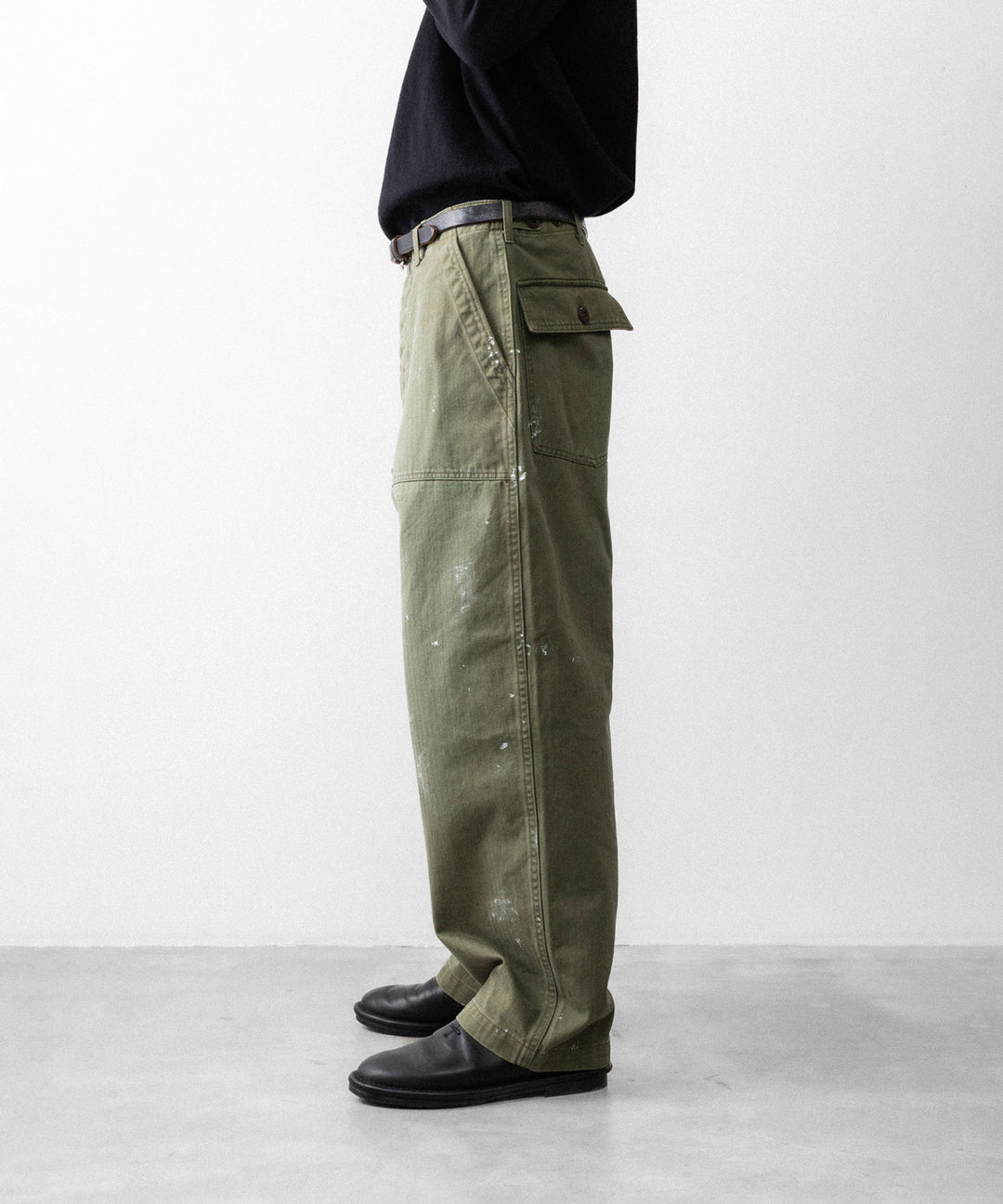 INTÉRIM - インテリムのMILK PAINT VINTAGE WASH ORGANIC COTTON US ARMY M-47 HBT BAKER PANTSのOLIVE公式通販サイトsession福岡セレクトショップ