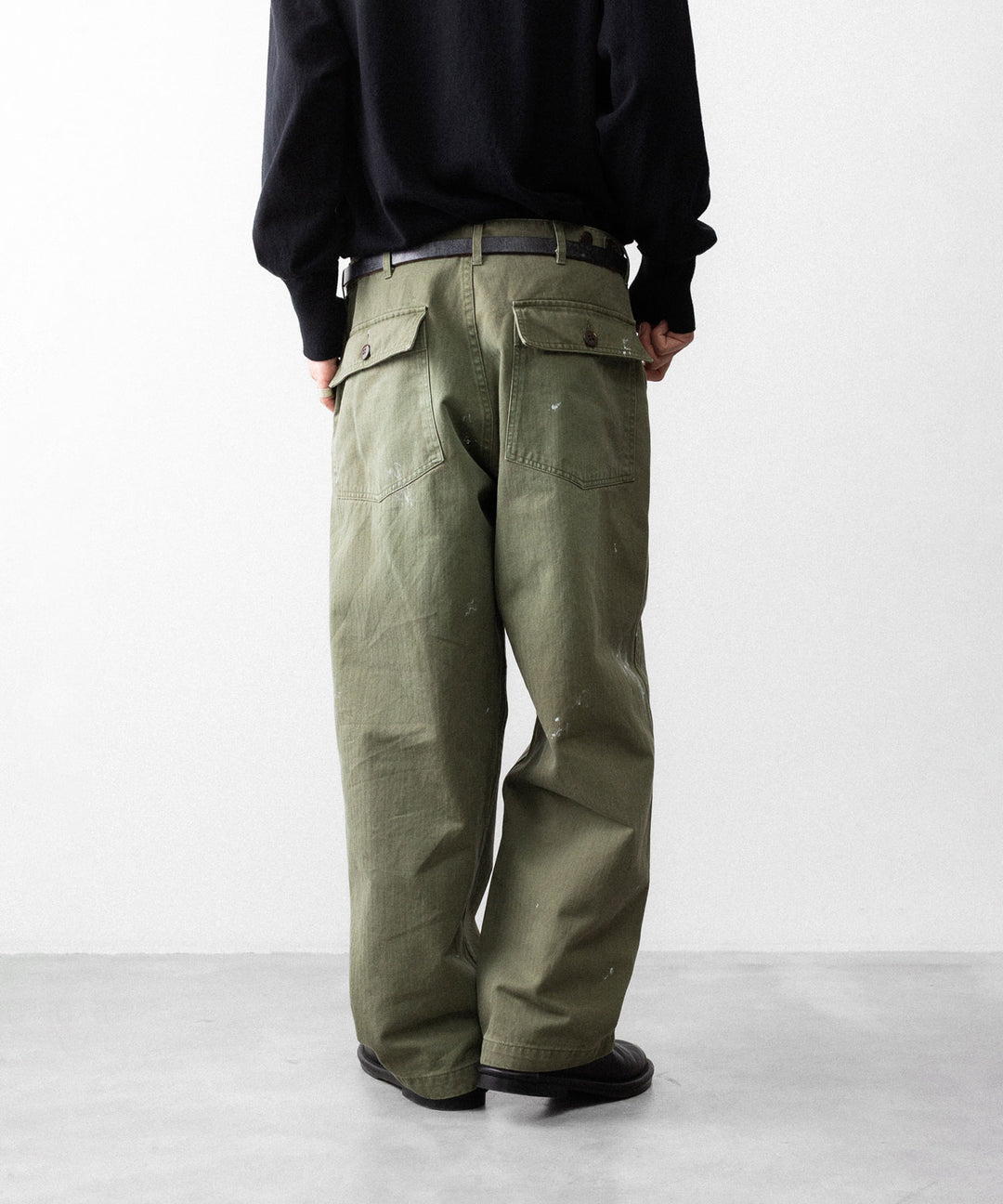 INTÉRIM - インテリムのMILK PAINT VINTAGE WASH ORGANIC COTTON US ARMY M-47 HBT BAKER PANTSのOLIVE公式通販サイトsession福岡セレクトショップ