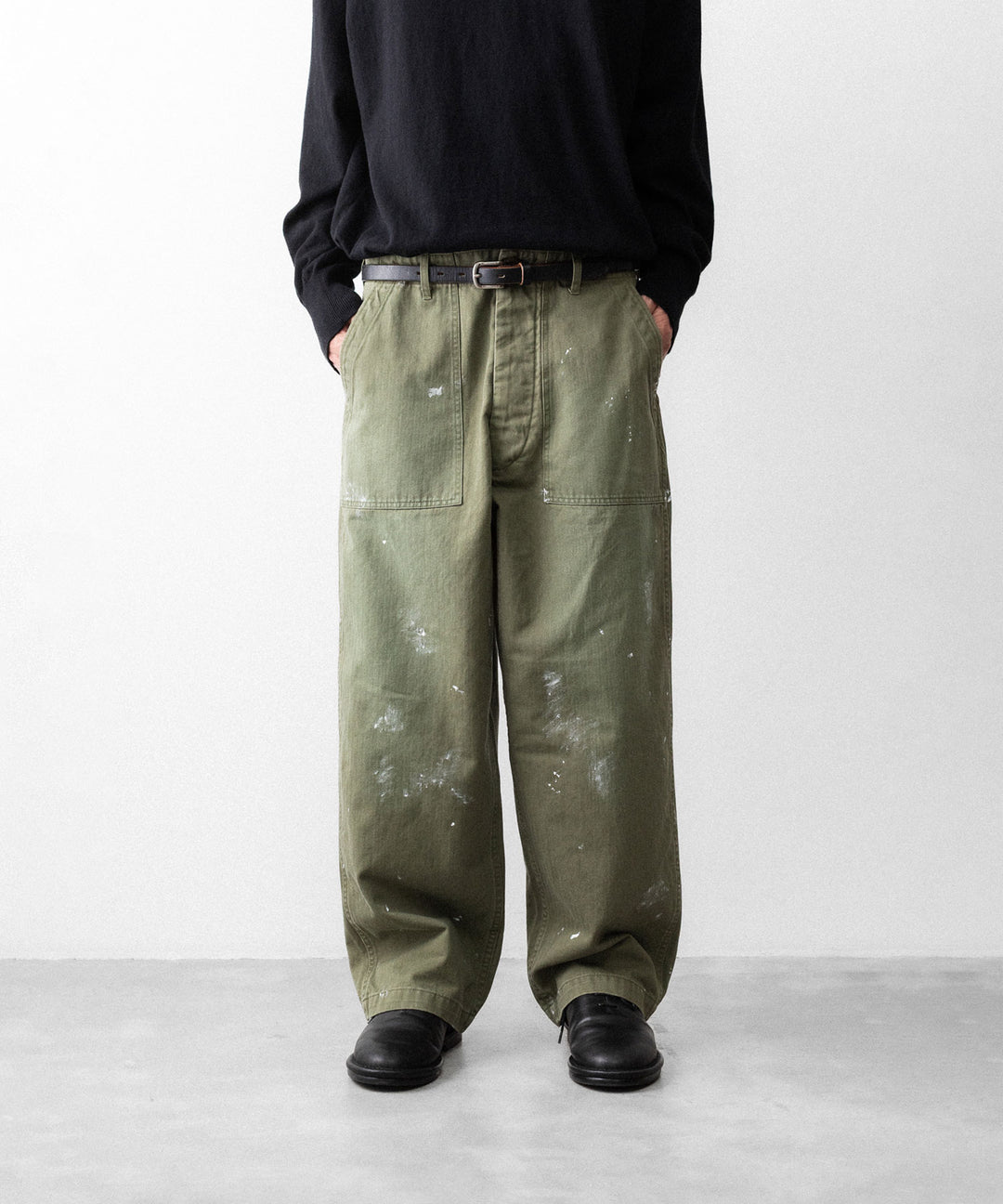 INTÉRIM - インテリムのMILK PAINT VINTAGE WASH ORGANIC COTTON US ARMY M-47 HBT BAKER PANTSのOLIVE公式通販サイトsession福岡セレクトショップ