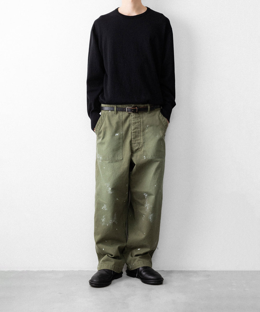 INTÉRIM - インテリムのMILK PAINT VINTAGE WASH ORGANIC COTTON US ARMY M-47 HBT BAKER PANTSのOLIVE公式通販サイトsession福岡セレクトショップ