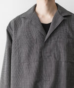 画像をギャラリービューアに読み込む, INTÉRIM - インテリムのWOOL END-ON-END SUITING DEADSTOCK FABRIC SKIPPER SHIRTのBLACK公式通販サイトsession福岡セレクトショップ
