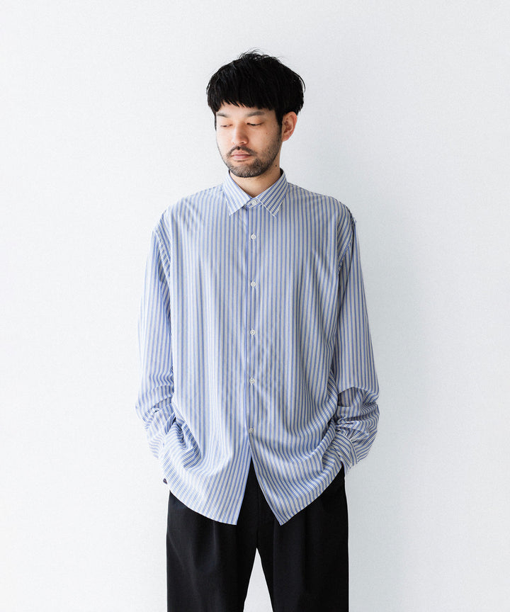 KANEMASA PHIL. カネマサフィルの46G STRIPE MODEST SHIRTのSAX BLACK公式通販session福岡セレクトショップ
