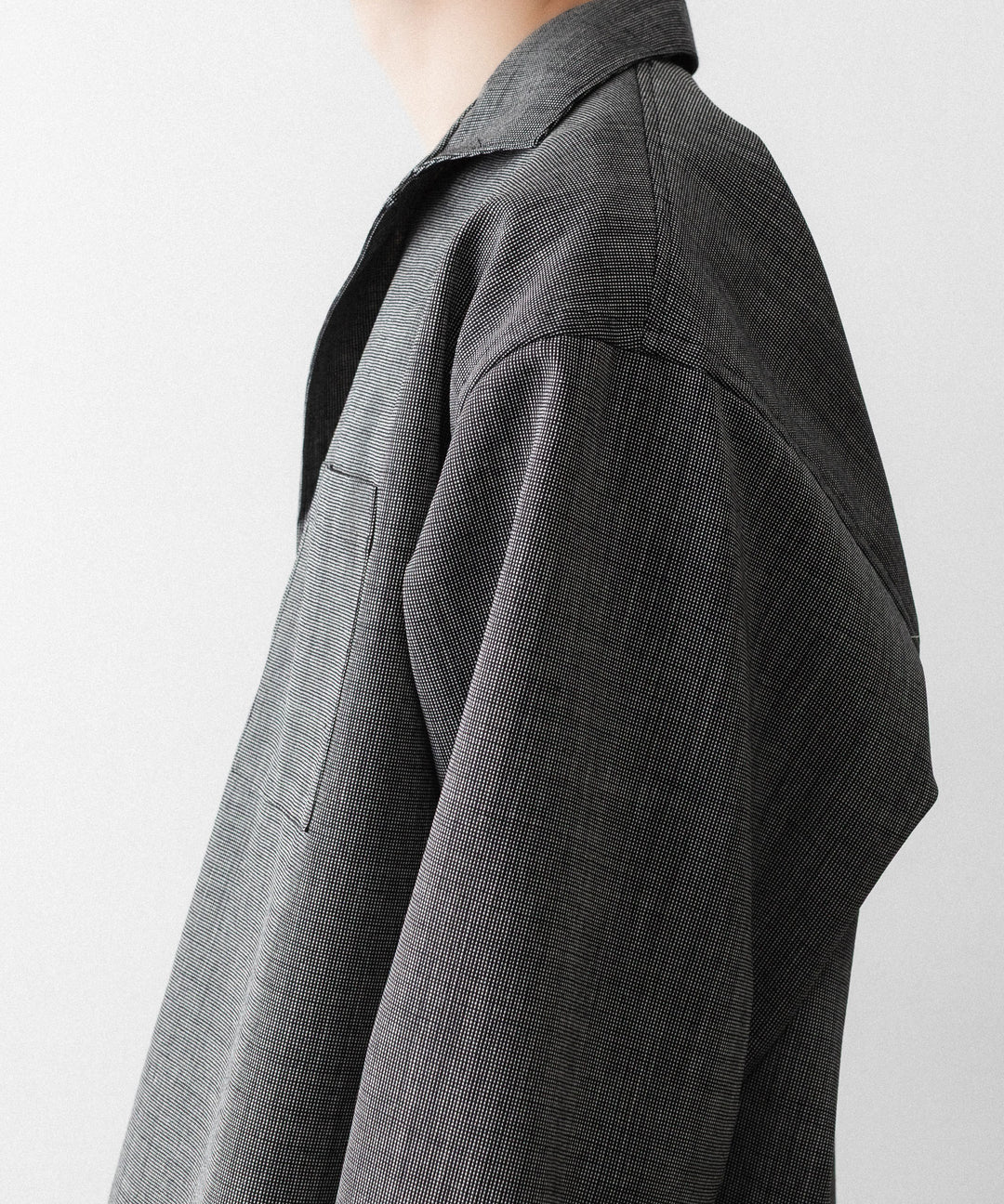 INTÉRIM - インテリムのWOOL END-ON-END SUITING DEADSTOCK FABRIC SKIPPER SHIRTのBLACK公式通販サイトsession福岡セレクトショップ