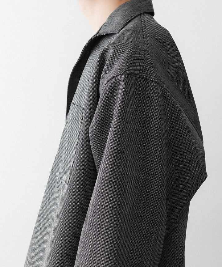 INTÉRIM - インテリムのWOOL END-ON-END SUITING DEADSTOCK FABRIC SKIPPER SHIRTのBLACK公式通販サイトsession福岡セレクトショップ