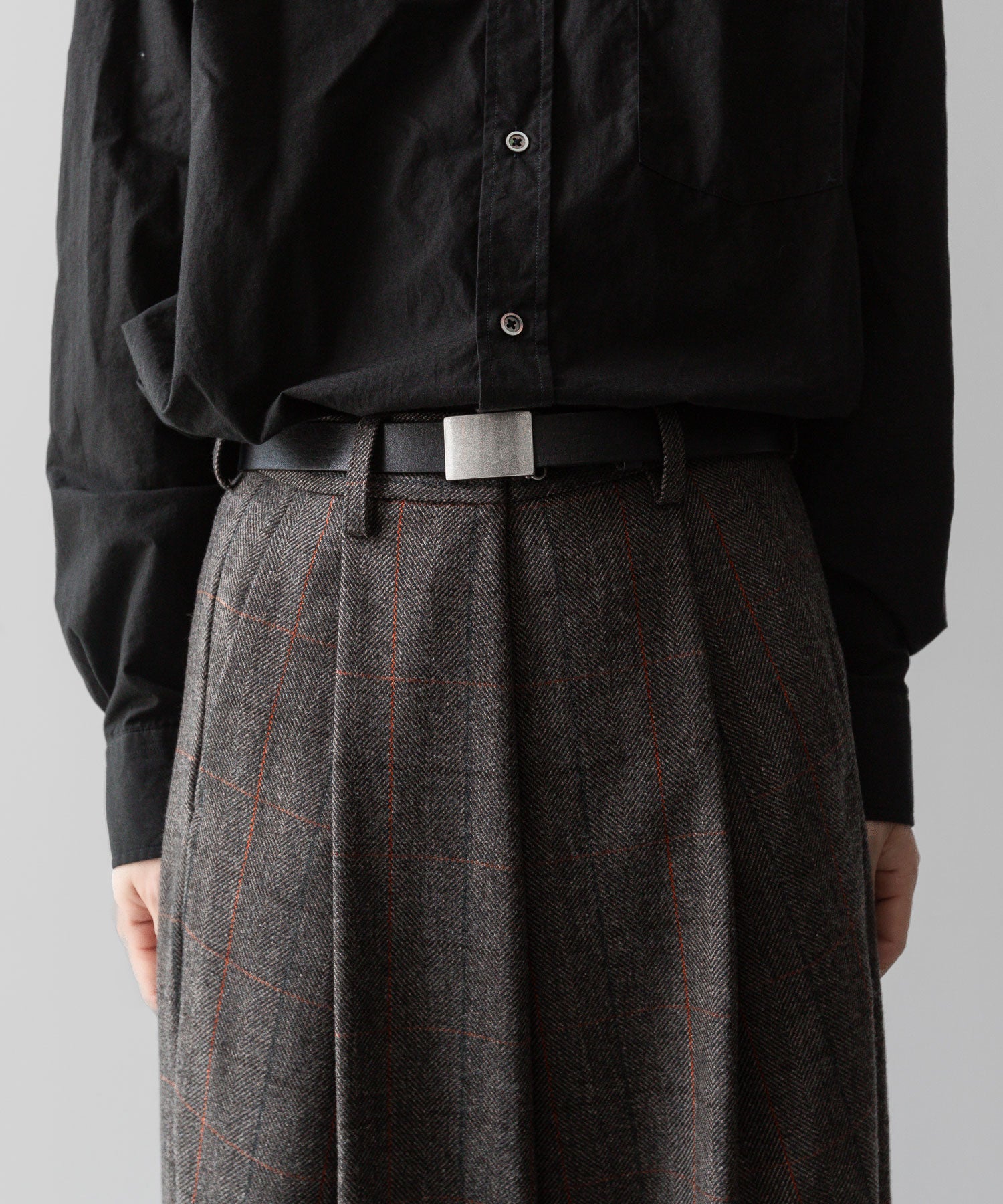 【ssstein】OVERTUCKED EXTRA WIDE TROUSERS - GLEN CHECK