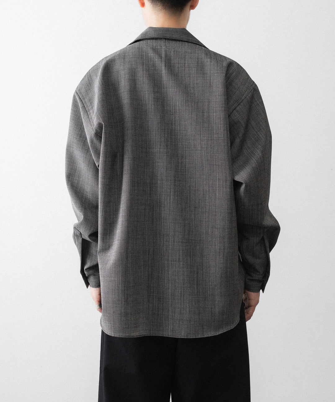 INTÉRIM - インテリムのWOOL END-ON-END SUITING DEADSTOCK FABRIC SKIPPER SHIRTのBLACK公式通販サイトsession福岡セレクトショップ