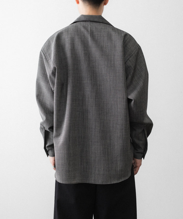 INTÉRIM - インテリムのWOOL END-ON-END SUITING DEADSTOCK FABRIC SKIPPER SHIRTのBLACK公式通販サイトsession福岡セレクトショップ