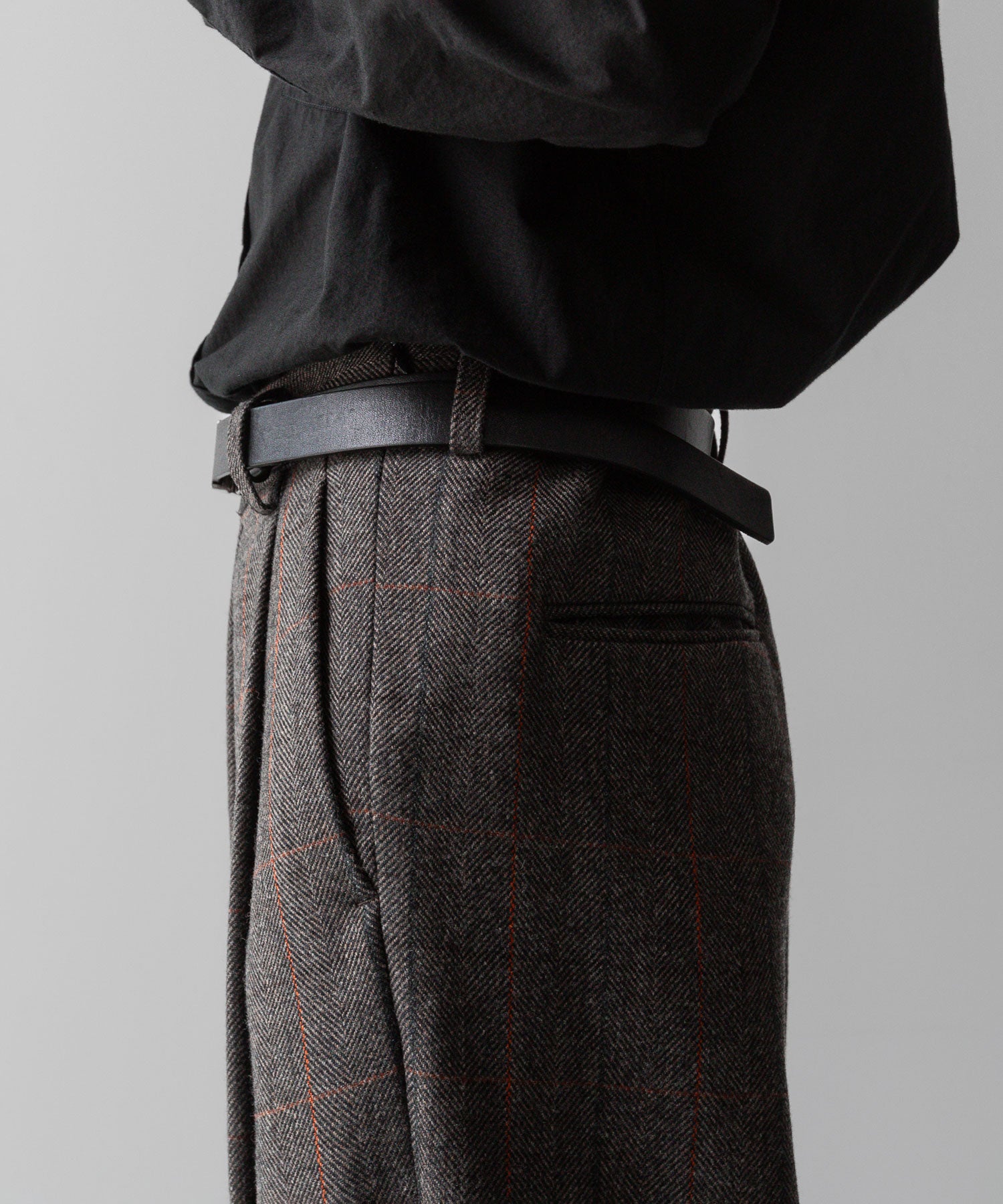 【ssstein】OVERTUCKED EXTRA WIDE TROUSERS - GLEN CHECK