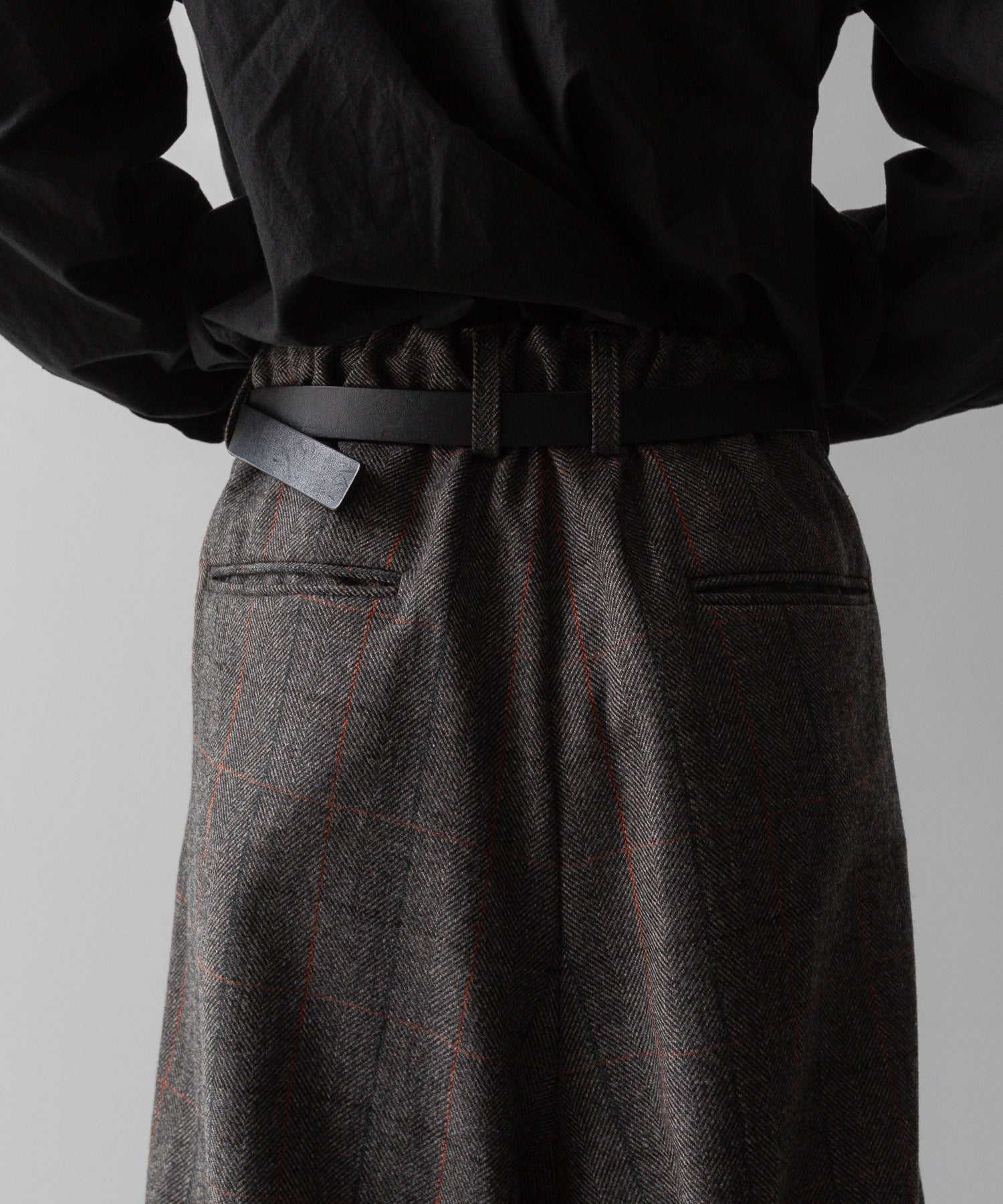 【ssstein】OVERTUCKED EXTRA WIDE TROUSERS - GLEN CHECK