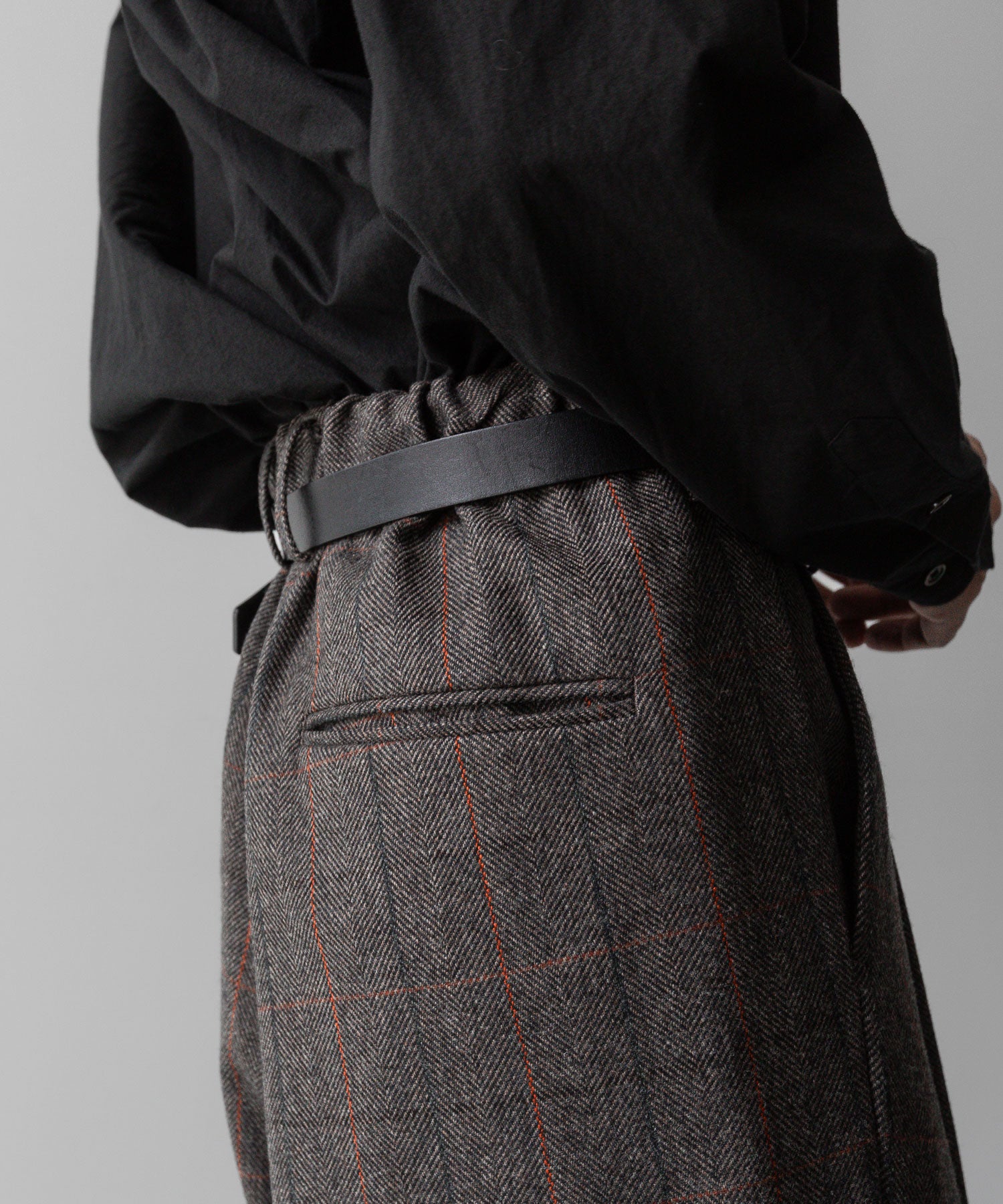 【ssstein】OVERTUCKED EXTRA WIDE TROUSERS - GLEN CHECK