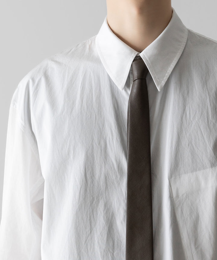 【 VEIN 】SYNTHETIC LEATHER NARROW TIE - BROWN