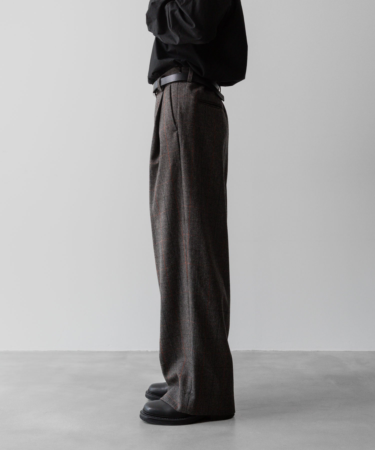 【ssstein】OVERTUCKED EXTRA WIDE TROUSERS - GLEN CHECK