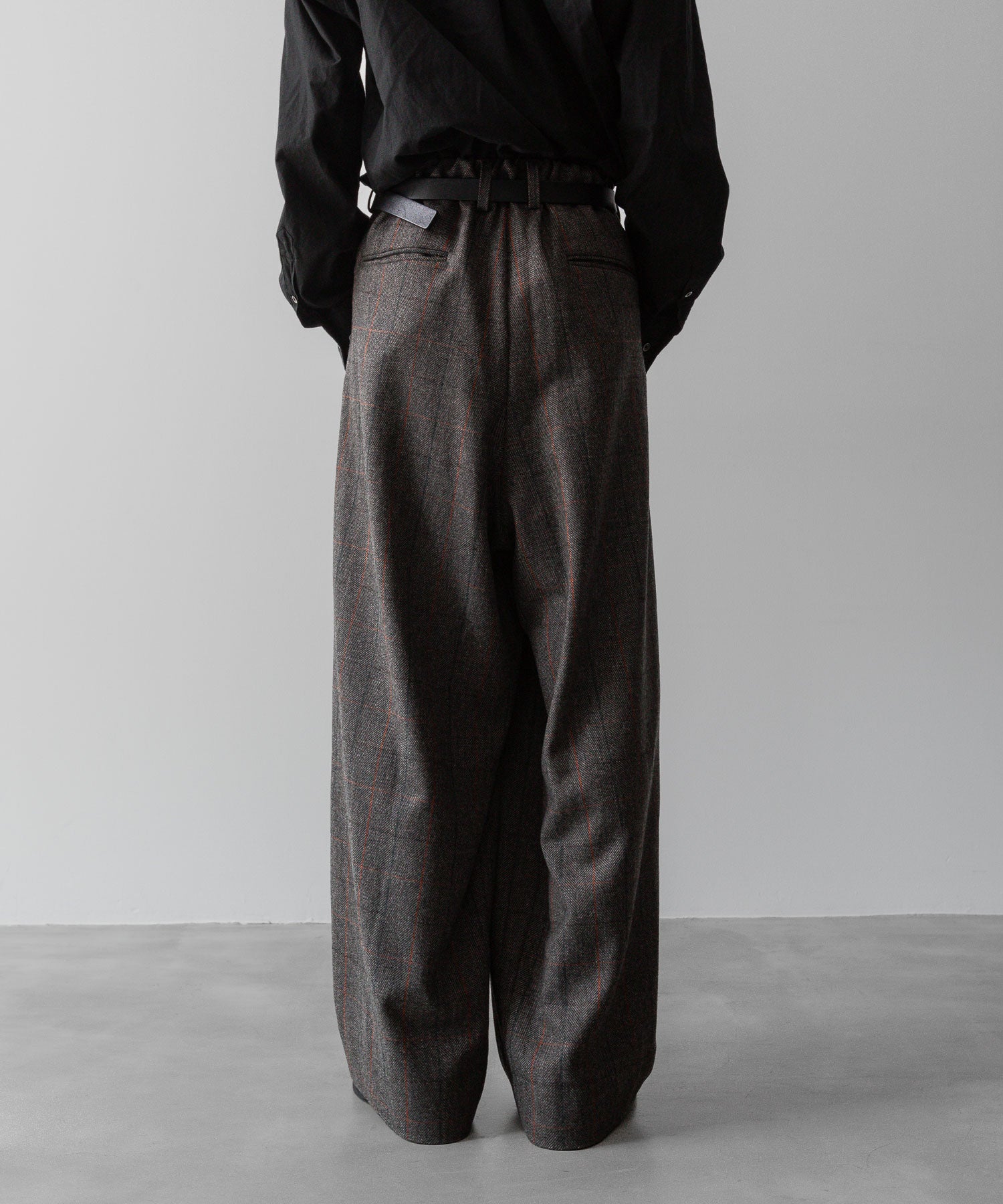 【ssstein】OVERTUCKED EXTRA WIDE TROUSERS - GLEN CHECK