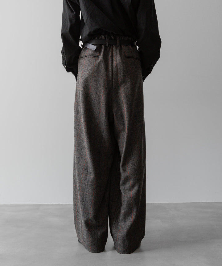 【ssstein】OVERTUCKED EXTRA WIDE TROUSERS - GLEN CHECK