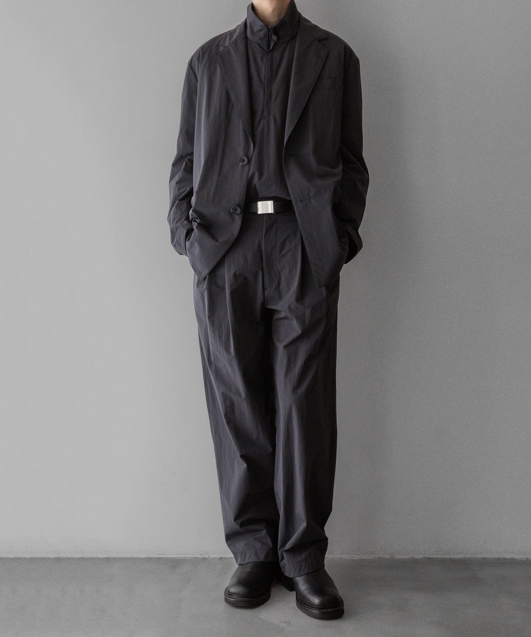 stein ssstein シュタインのWINDPROOF NYLON WIDE EASY TROUSERSのDARK GREY KHAKI公式通販サイトsession福岡セレクトショップ