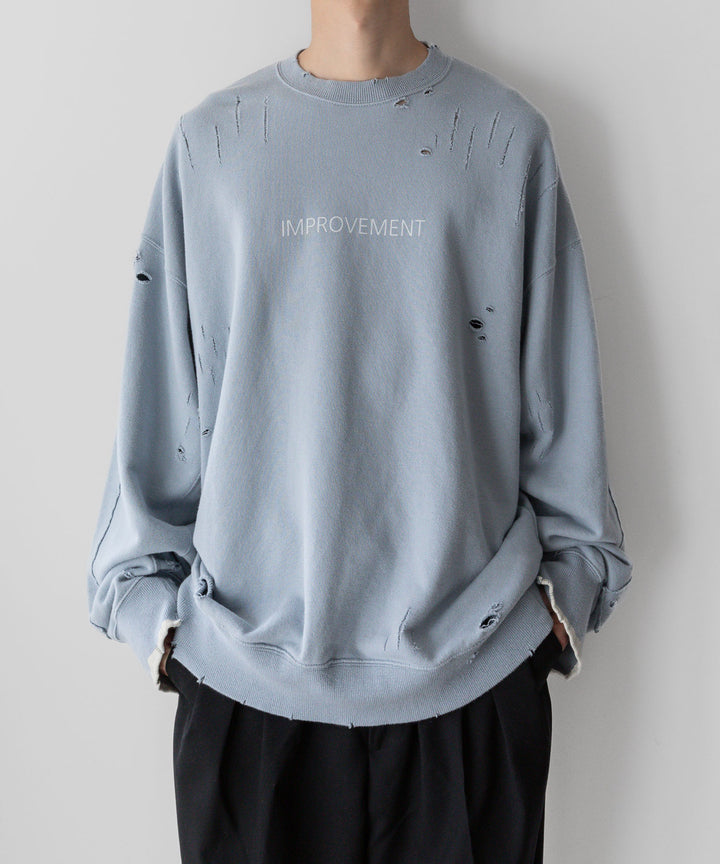 stein(シュタイン)の23AWコレクションOVERSIZED REBUILD SWEAT LSのGREY BLUE