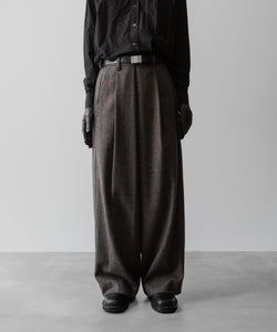 【ssstein】OVERTUCKED EXTRA WIDE TROUSERS - GLEN CHECK