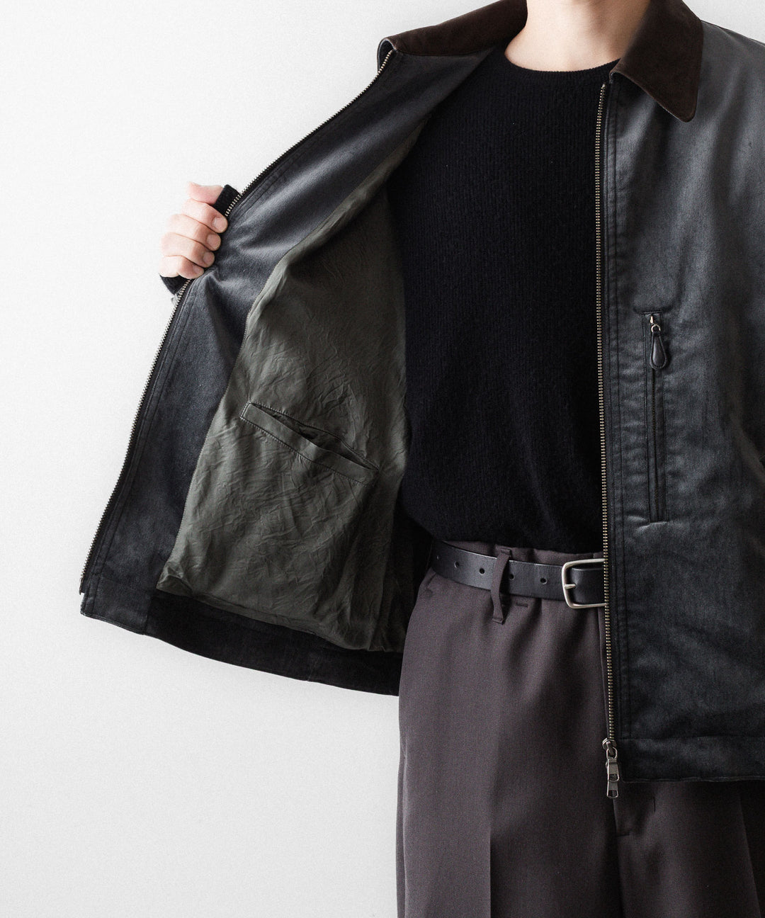 ANTHEM Aアンセムエー のCOTTON VELVET MINIMAL RIDING JACKET - CARBONの公式通販サイトsession福岡セレクトショップ