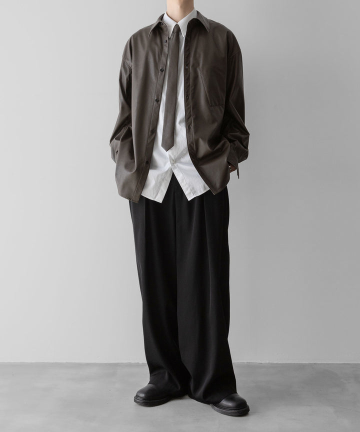 【 VEIN 】SYNTHETIC LEATHER NARROW TIE - BROWN