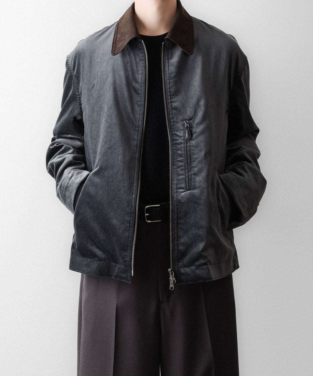 ANTHEM Aアンセムエー のCOTTON VELVET MINIMAL RIDING JACKET - CARBONの公式通販サイトsession福岡セレクトショップ