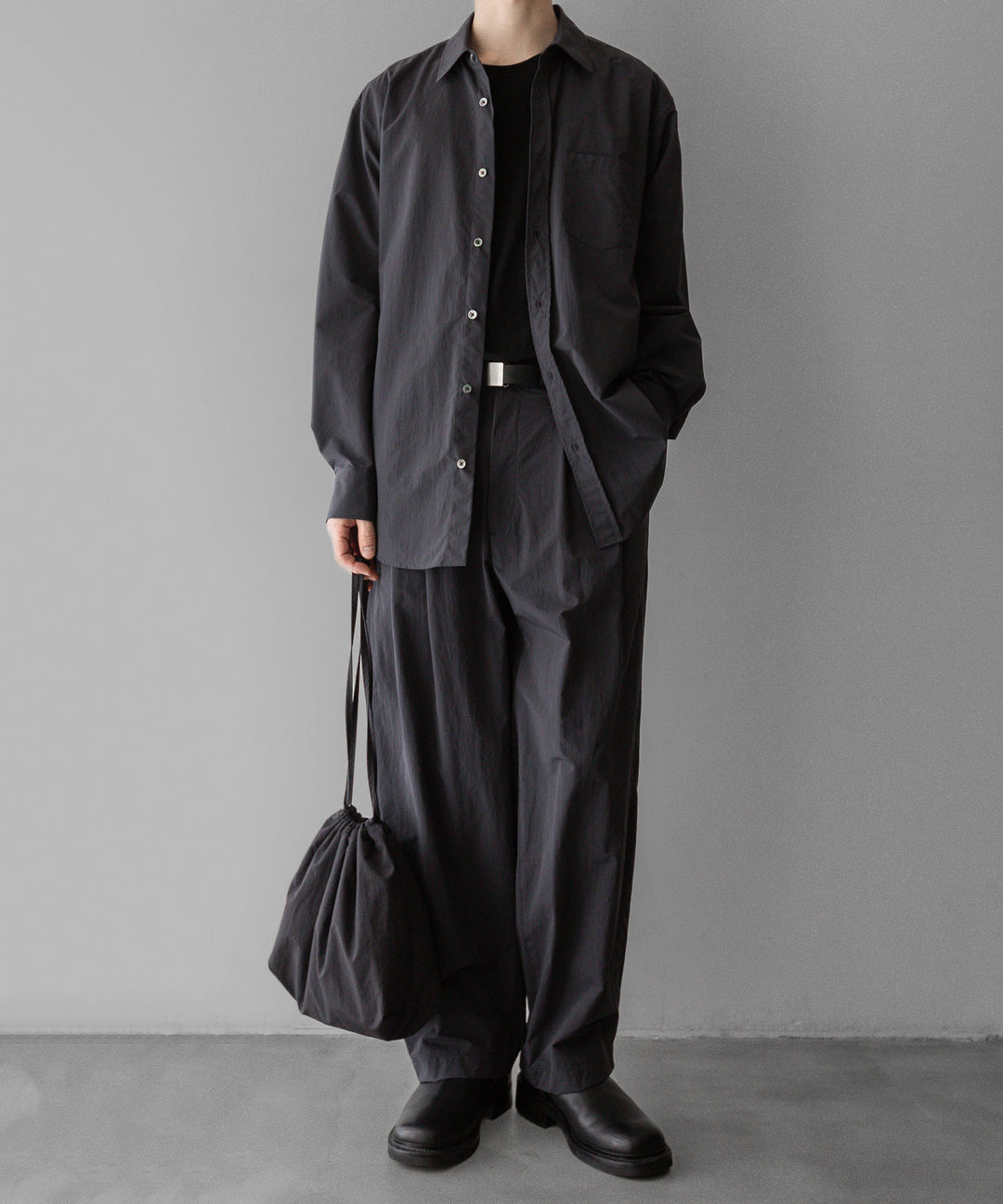 stein ssstein シュタインのWINDPROOF NYLON WIDE EASY TROUSERSのDARK GREY KHAKI公式通販サイトsession福岡セレクトショップ