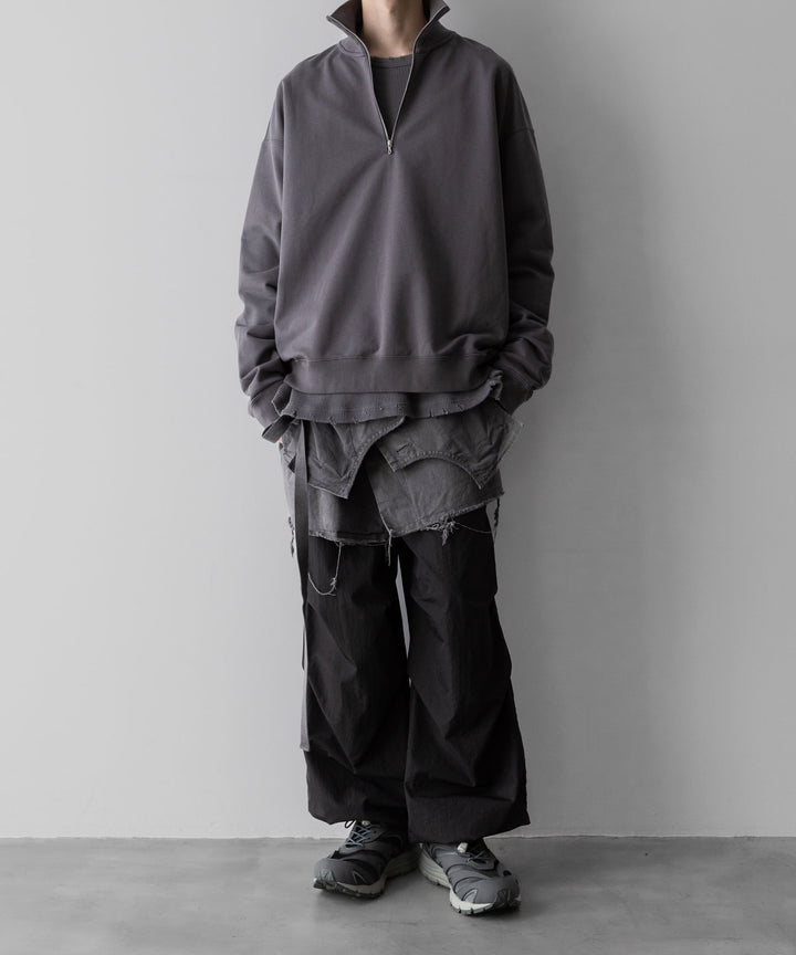【KANEMASA PHIL.】36G SUPER FINE GAUGE HALF ZIP PULLOVER - CHARCOAL