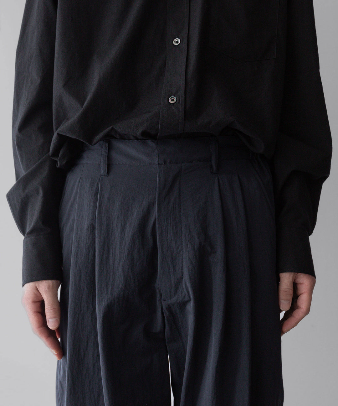 【stein】ssstein シュタインのWINDPROOF NYLON WIDE EASY TROUSERSのBLACK 公式通販サイトsession福岡セレクトショップ