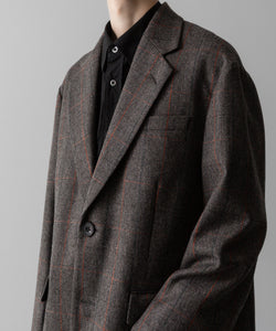 【ssstein】OVERSIZED SINGLE BREASTED LONG JACKET - GLEN CHECK