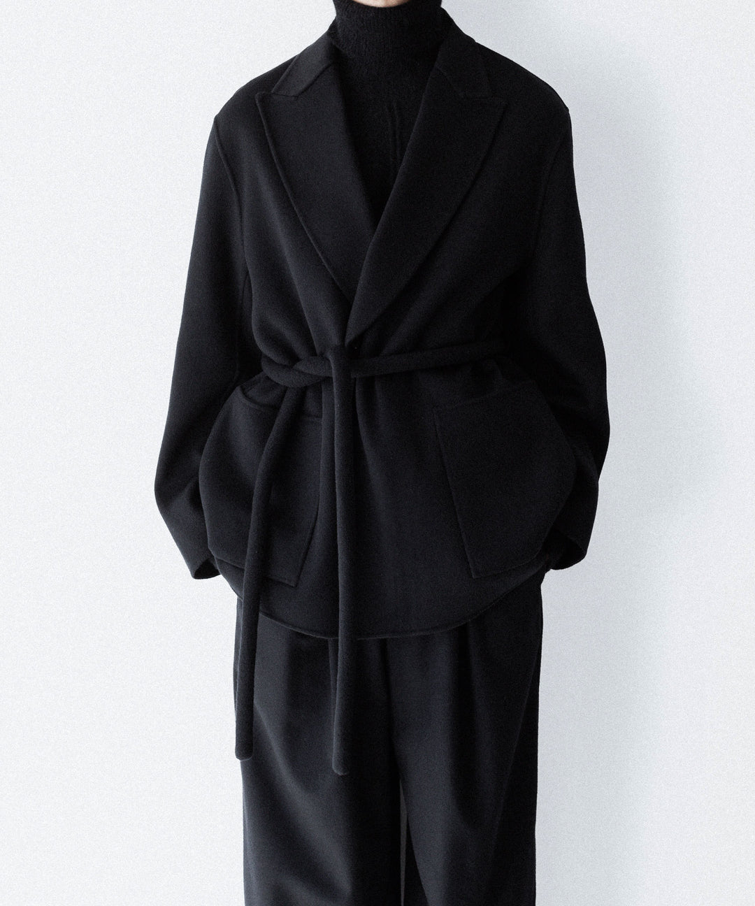 【ssstein】WOOL/CASHMERE REVERSIBLE PEAK LAPEL JACKET - BLACK × BLACK