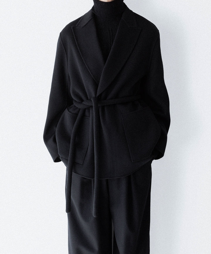 【ssstein】WOOL/CASHMERE REVERSIBLE PEAK LAPEL JACKET - BLACK × BLACK