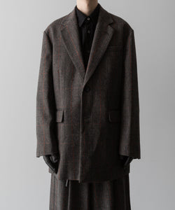 【ssstein】OVERSIZED SINGLE BREASTED LONG JACKET - GLEN CHECK