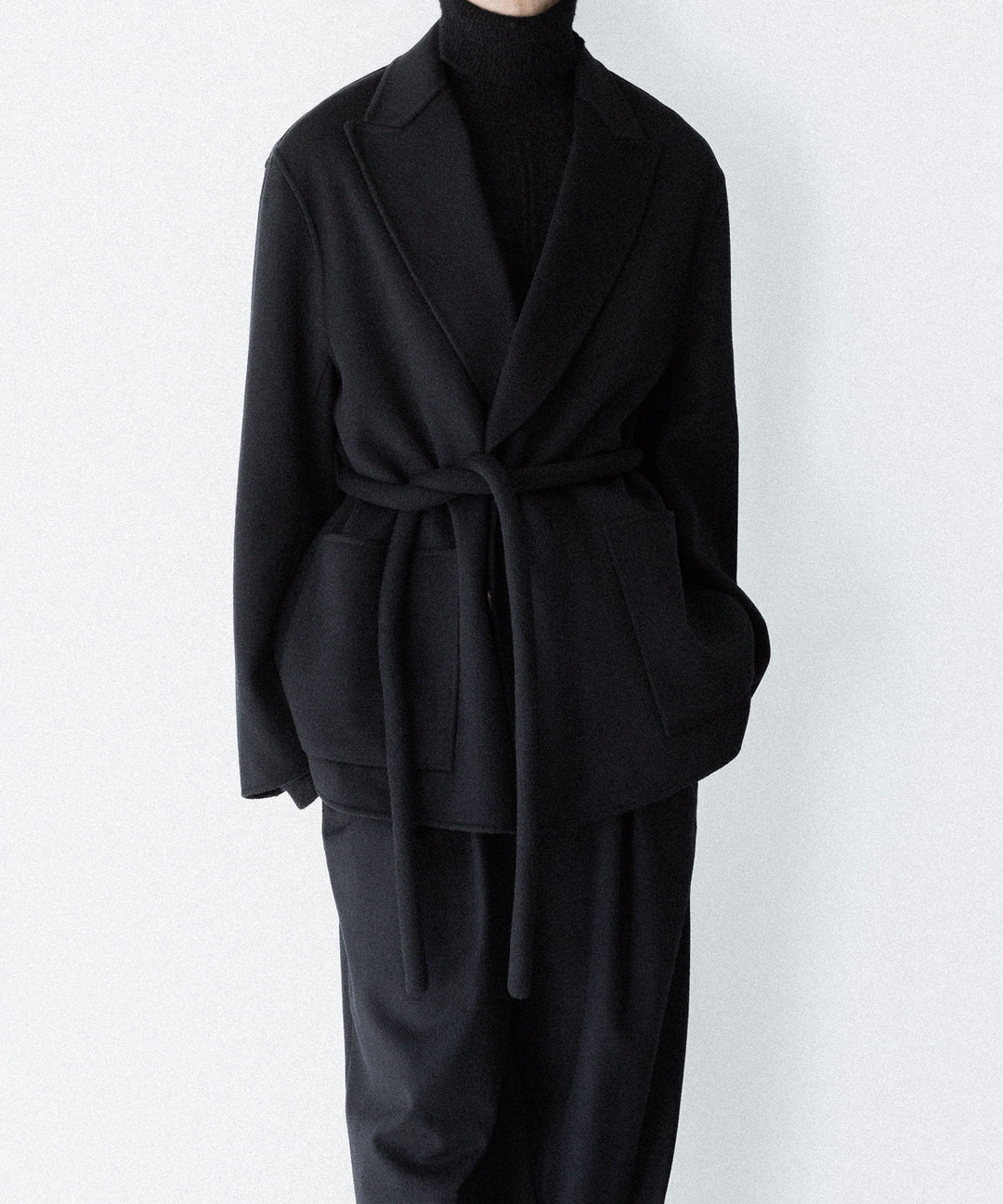 【ssstein】WOOL/CASHMERE REVERSIBLE PEAK LAPEL JACKET - BLACK × BLACK