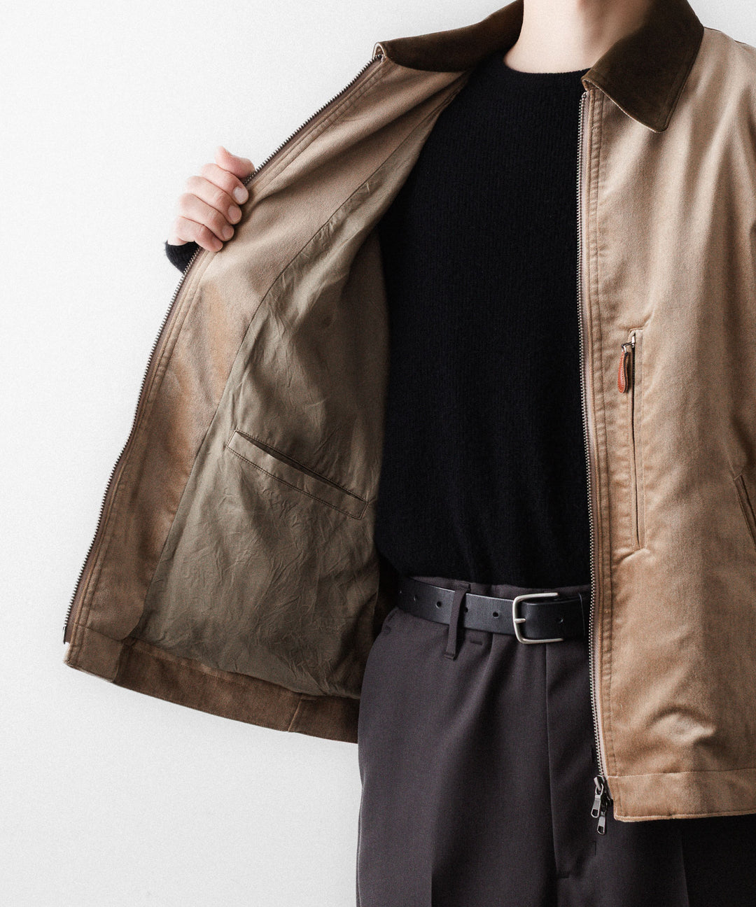 ANTHEM Aアンセムエー のCOTTON VELVET MINIMAL RIDING JACKET - BEIGEの公式通販サイトsession福岡セレクトショップ