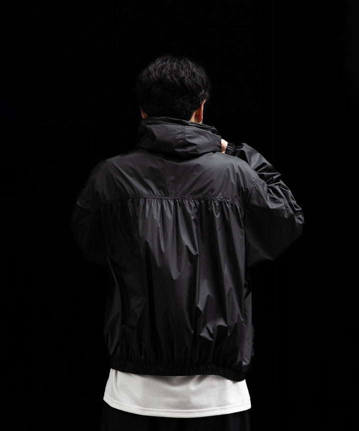 ssstein(シュタイン)のEXTRA LIGHT NYLON SHIRRED ZIP HOOD JACKET -BLACKの公式通販サイトsession福岡セレクトショップ
