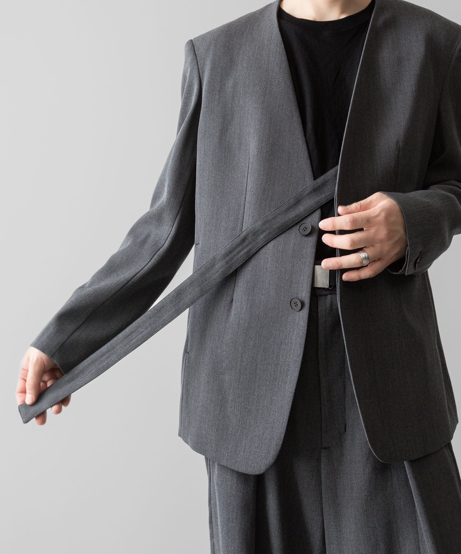 VEIN ヴェインのWO/VIS GABARDINE COLLARLESS JACKET - X.GRAYの公式通販サイトsession福岡セレクトショップ