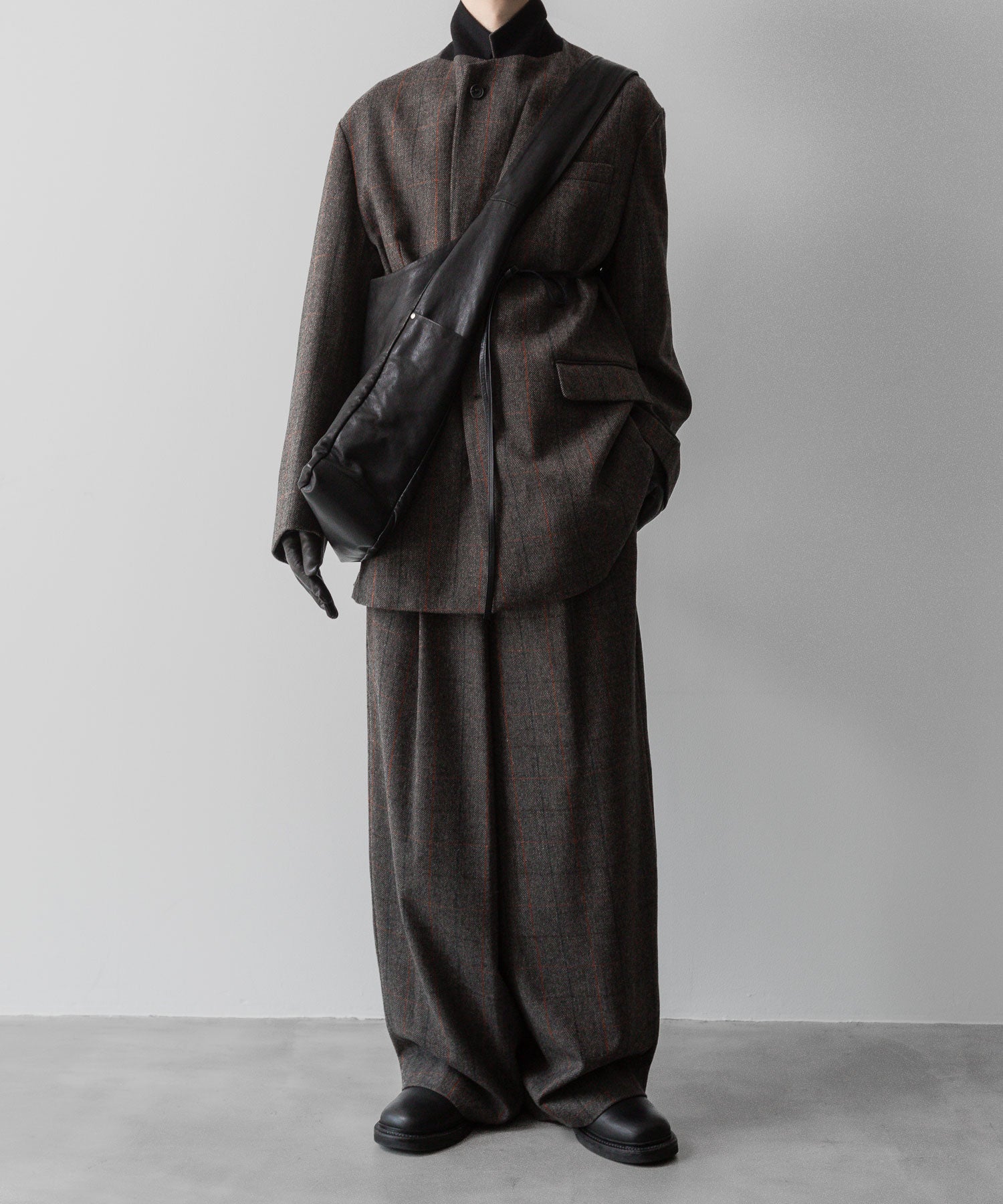 【ssstein】OVERSIZED SINGLE BREASTED LONG JACKET - GLEN CHECK