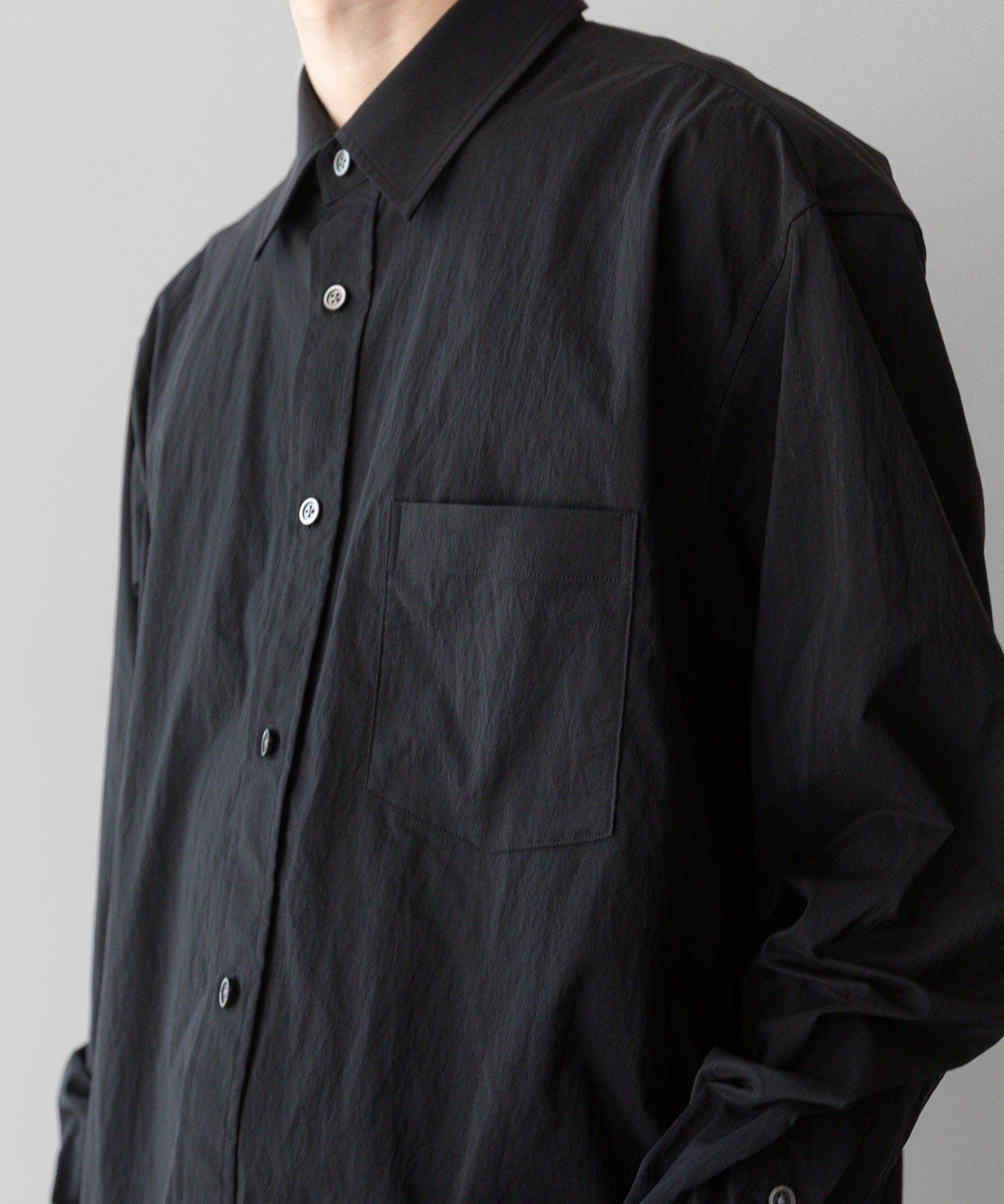 ssstein(シュタイン)の24AWコレクション WINDPROOF NYLON STANDARD SHIRT - BLACK 公式通販サイトsession福岡セレクトショップ