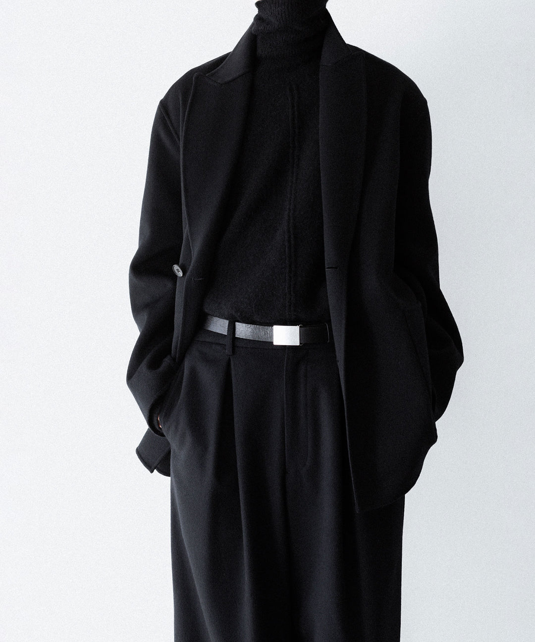 【ssstein】WOOL/CASHMERE REVERSIBLE PEAK LAPEL JACKET - BLACK × BLACK