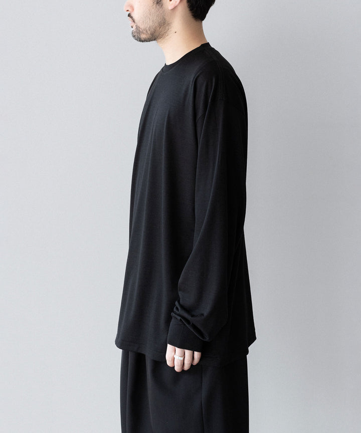 【INTÉRIM】    EXTRA FINE MERINO WOOL JERSEY L/S TEE - BLACK