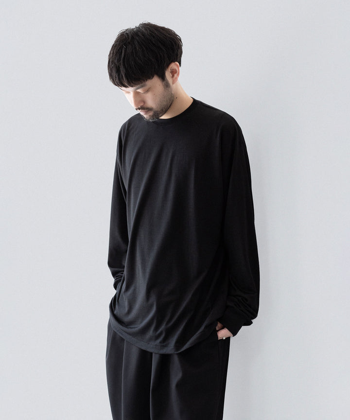 【INTÉRIM】    EXTRA FINE MERINO WOOL JERSEY L/S TEE - BLACK