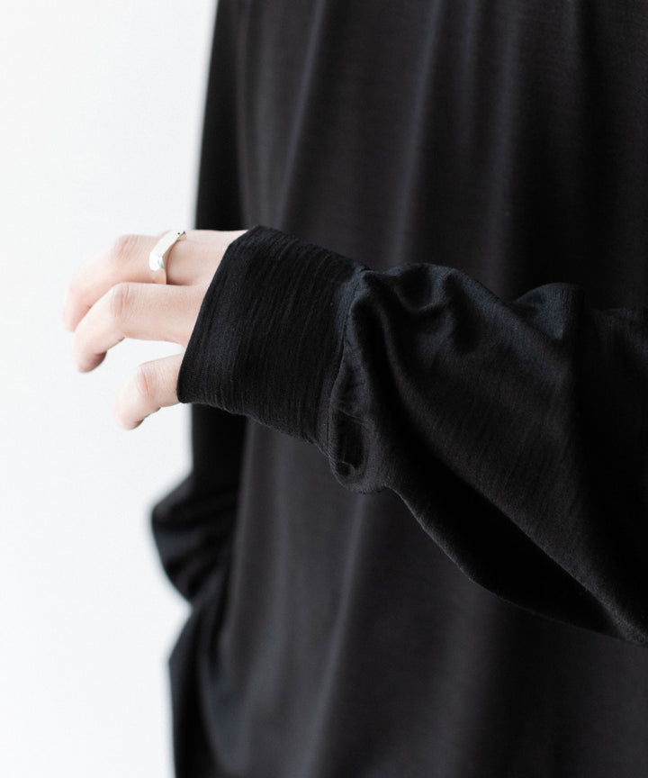 【INTÉRIM】    EXTRA FINE MERINO WOOL JERSEY L/S TEE - BLACK
