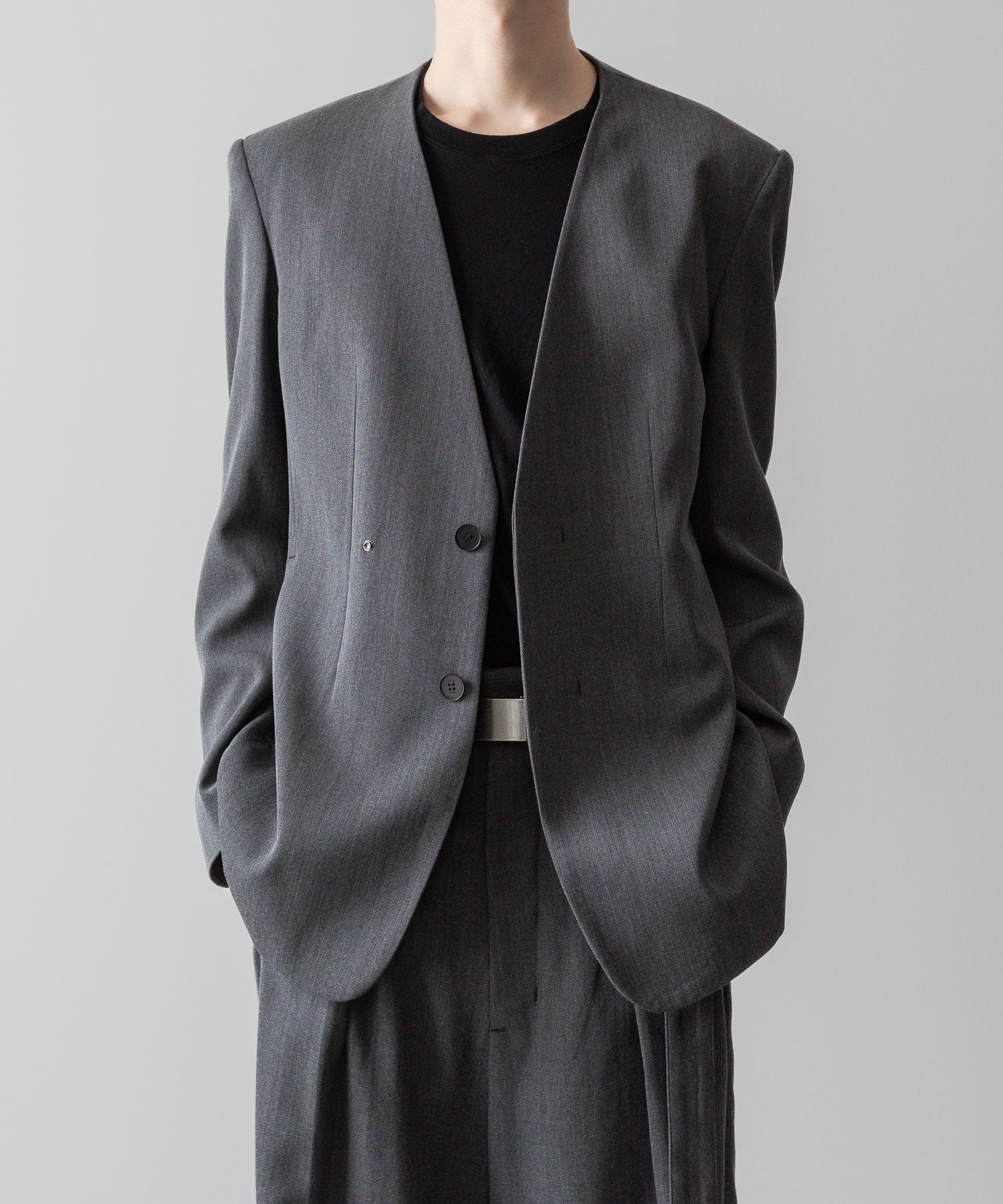 VEIN ヴェインのWO/VIS GABARDINE COLLARLESS JACKET - X.GRAYの公式通販サイトsession福岡セレクトショップ