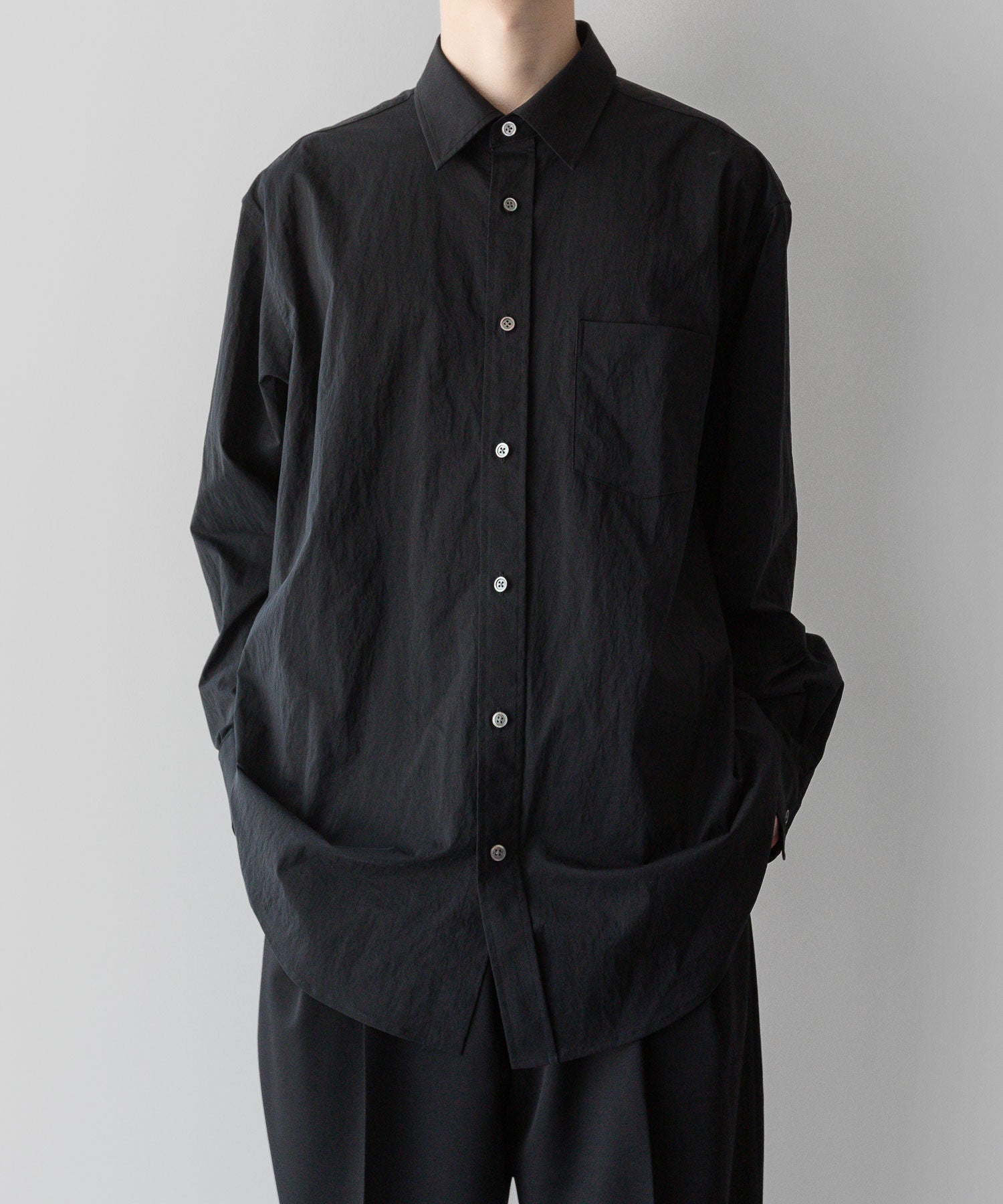 ssstein シュタインのWINDPROOF NYLON STANDARD SHIRTのBLACKの公式通販サイトsession福岡セレクトショップ